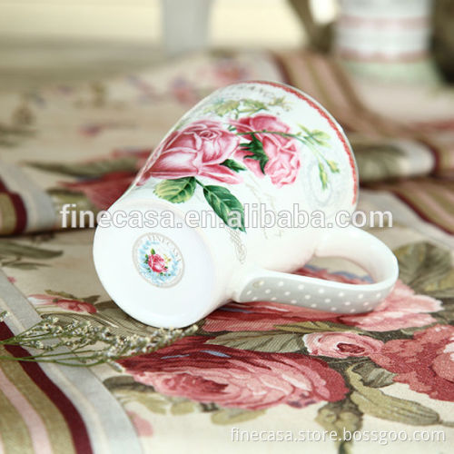 11OZ Fine New Bone China Rose Pattern Elegant Ceramic Mug                
                                    Quality Assured